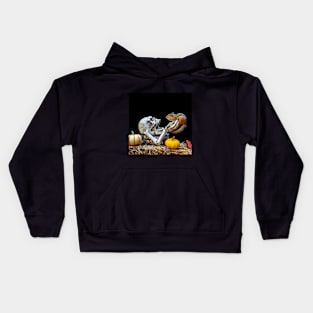 Spooky Chipmunk with skull and pumpkins Kids Hoodie